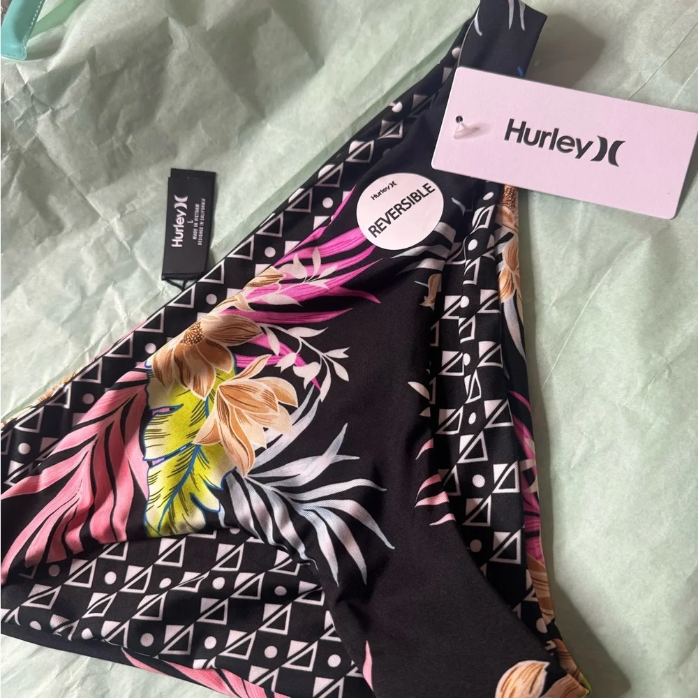 Hurley Black Floral Reversible Cheeky Hipster Bikini Bottom women - Hana